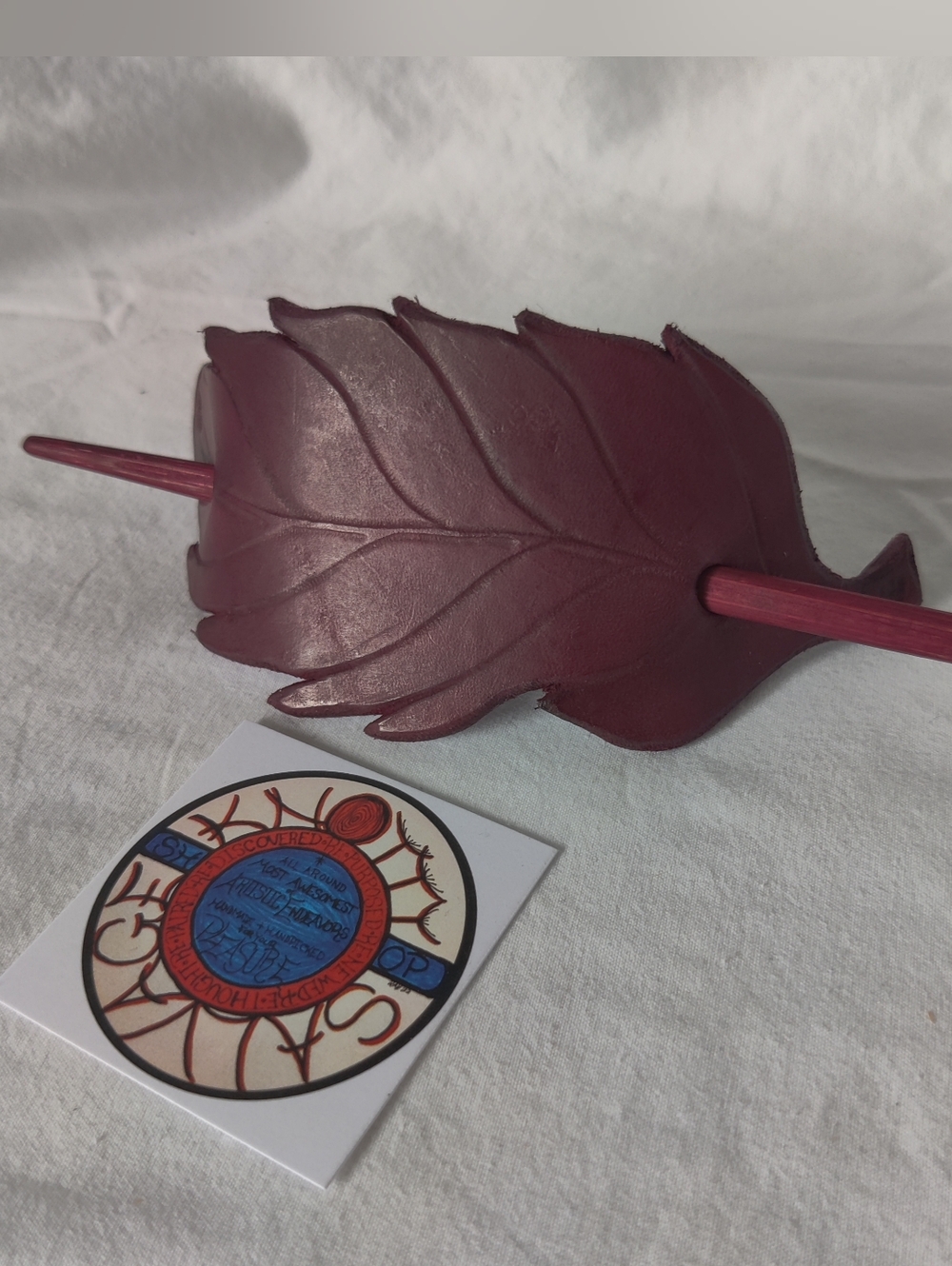 Leather Blowing Leaf Hair Slides - Large